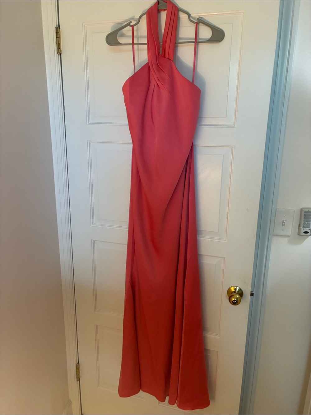 BHLDN Coral One-Shoulder Gown